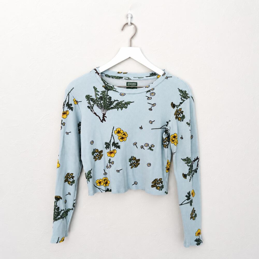 Parks Project Forest Forager Waffle Mini Tee Blue Floral Long Sleeve S